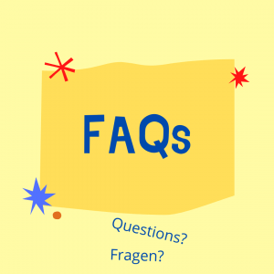 Frequently Asked Question Banner in Gelb und Blau